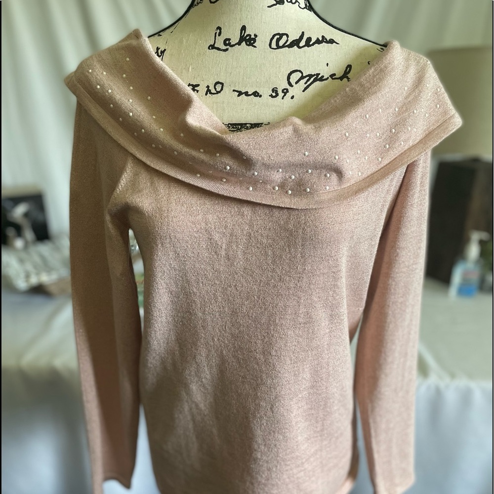 Light pink long sleeve with pearls. With tag brand new.